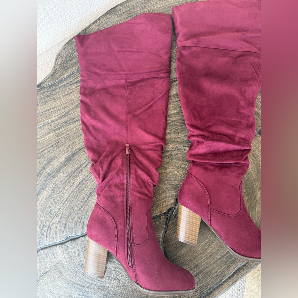 Journee  Collection Women's Burgundy Over-the-Knee Boots Size 10XWC New- No Box